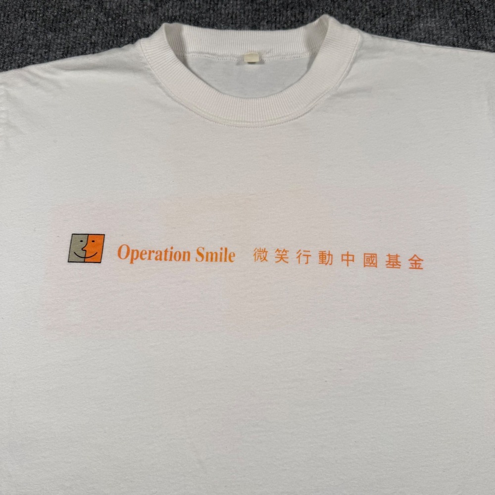 Vintage Operation Smile China Medical Mission T-Shirt Mens Medium White Orange